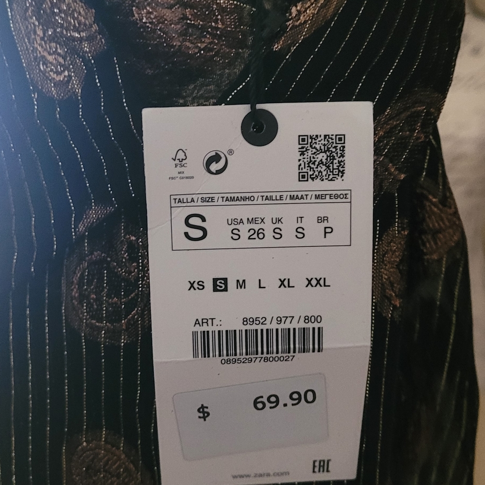 Zara Black and Gold Sheer Blouse - Picture 2 of 5